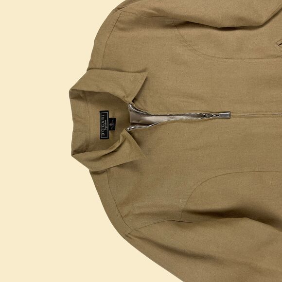 1990s silk M womens jacket, vintage 90s silk/linen brown windbreaker jacket - Picture 6 of 10